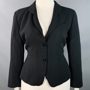GIORGIO ARMANI Size 14 Black Wool Single Breasted Jacket Blazer